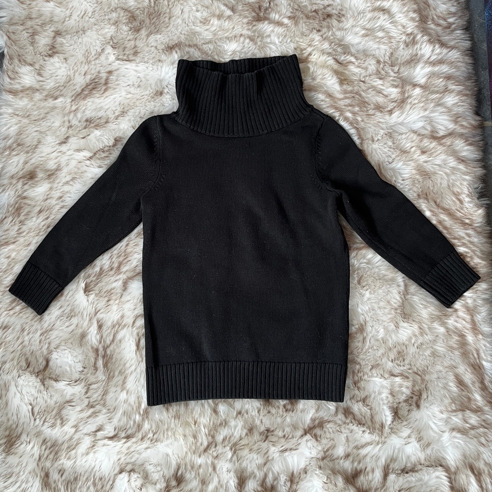 Talbots Petites Black Mock Cowl Neck 3/4 Sleeve Sweater